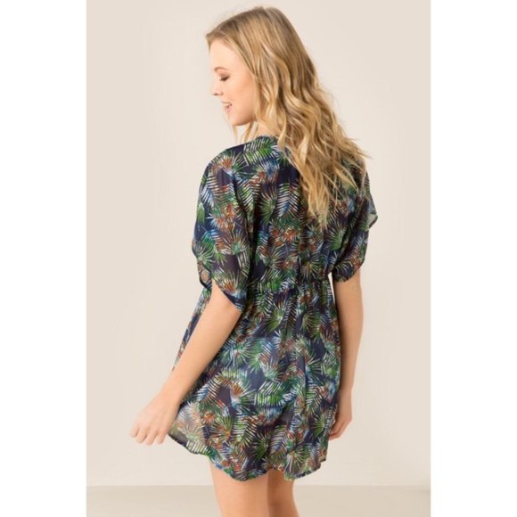 Francesca's Collections Other - SWIM Maui Palms Kimono Tie-Front Swim Cover-Up Francesca's | Swimsuit Beach Pool